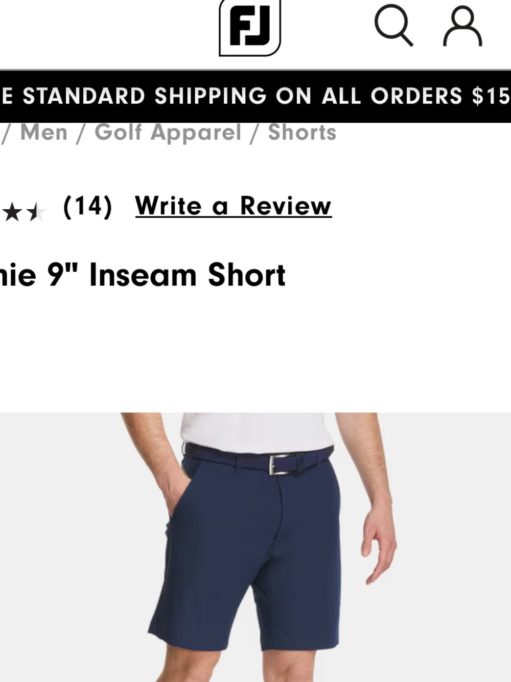 FootJoy Navy Blue Golf Shorts 36w